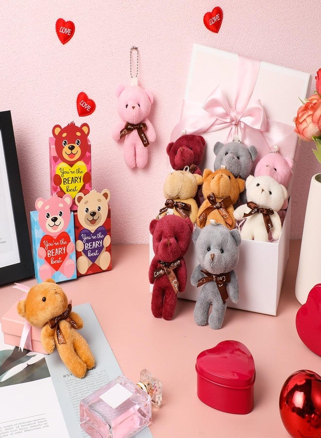 Halloscume 48 Packs Valentine's Day Mini Bear Toy Bulk Stuffed Animal with Heart Boxes Party Favors Supplies for Kids Classroom Valentine's Gifts Exchange School Rewards Prizes, 6 Styles - Image 4